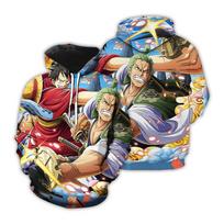 One Piece 3D Luffy & Zoro Anime Hoodie - Casual Loose Fit Jacket 4XL black