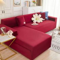 Velvet pliušiniai L formos sofos aksominiai užvalkalai svetainei Elastingas sofos užvalkalas Chaise Longue kampinis tamprus elastingas sofos užvalkalas 1 seater raudona