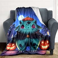 1 vnt. Bulbasaur, Pokémon pledas Minkštas visų sezonų užklotas su ryškiu dizainu, Puikiai tinka namams, kelionėms ir dovanoms, Idealiai tinka snausti ir stovyklavimui 80x120cm blue