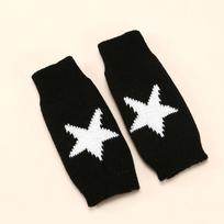 Knitted Gloves Half Finger Star Gloves Winter Warm Woolen Pentagram Soft Hand Fingerless Emo Gloves Preppy Mittens One Size juoda