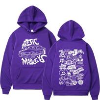 Arctic Monkeys Hoodie – Unisex Oversized Pullover Hooded Sweatshirt, Car Doodle Lyrics Collage Back Print, Indie Rock Streetwear XXXL violetinė