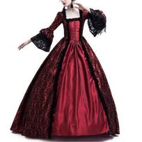Sudėtinga moteriška gothic victorian suknelė viduramžių ir renesanso renginiams WineRed,3XL black