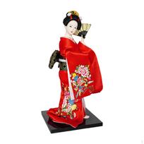 Japanese Geisha Kimono Doll Gift Girl Statue for Living Room Desk Bookshelf red