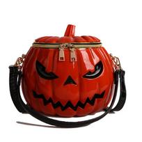 Style Novelty Pumpkin Pvc Handbag With Zipper Pocket For Daily Use red