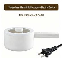 Daugiafunkcinė elektrinė viryklė: Izoliuotas makaronų puodas ir keptuvė bendrabučiams ir mažoms buities reikmėms 1.8L Ceramic Non-stick white