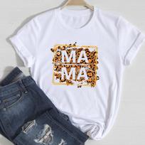 (Azijos dydis)Moterų spausdinimas Lady Moteriškas marškinėliai gėlėmis Mama Mama Mother Love Top madingi marškinėliai Drabužiai Kasdieniai trumpomis rankovėmis grafiniai marškinėliai S white