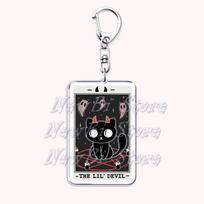 Cute Tarot Card Graffiti Cat Keychain for Accessories Bag Emperor Death Meow Key Chain Ring Fool The Lovers Keyring Jewelry Gift black