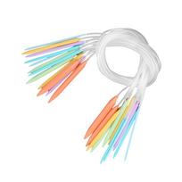 Daugiaspalvis plastikinis apvalus vamzdelio mezgimo virbalų rinkinys Megztinio virbalų rinkinys 12 vnt. (80cm) white