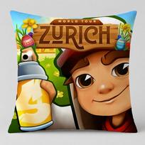Game Subway Surfers Cushion Cover Short Plush Cushion Cover Double Sided Print Washable Sofa Pillowcase Home Decor Gift 45cmx45cm(18x18Inch)