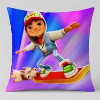 Game Subway Surfers Cushion Cover Short Plush Cushion Cover Double Sided Print Washable Sofa Pillowcase Home Decor Gift 45cmx45cm(18x18Inch) purple