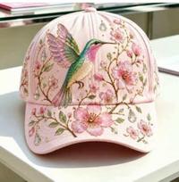 New Bee Butterfly Flower Hat D Full Print Baseball Cap Women's POD Customization Adjustable (55-60cm) beige