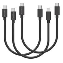 Lot 3 Cables 20cm USB-C USB-C Black for Samsung Galaxy S22/S22 PLUS/S22 ULTRA/S21/S21 FE/ S21 PLUS/S21 ULTRA/S20/S20 FE Phonillico® juoda