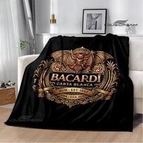 Bacardi LOGO margintas pledas Iškylai Šilti flaneliniai pledai Lauko pledas Namų lovos užtiesalai pledai lovoms Gimtadienio dovana 75x90cm gray