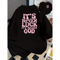 Tai niekada ne sėkmė, tai visada Dievas Krikščioniški marškinėliai Jėzus Grafiniai marškinėliai Retro Estetika Harajuku Streetwear Juodi viršutiniai drabužiai Moterims Vyrams M gray