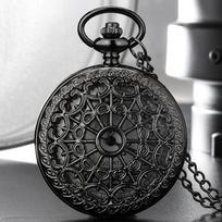 Vintage Bronze Black Spider Web Quartz Pocket Watch Gift for Men Fans Souvenir Students Gifts Neck Chain Relogio Saati gray