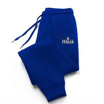 Italia-it Men Jogger Pants Pocket Italia Badge Print, Italy Emblem Graphic on Leg, Elastic Drawstring Soft Sweatpants for Daily Casual Outings S blue