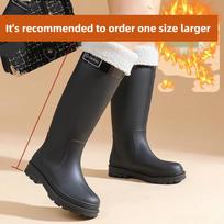 Ladies' Fashionable Casual Outdoor Velvet Warm High Tube Rain Shoes Rubber Shoes 37-38 black