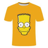 Vasarinis vaikiškas klasikinis THE SIMPSONS animacinis skaitmeninių dryžuotas pasirinktinai spausdintas laisvas kasdienis marškinėlis L yellow