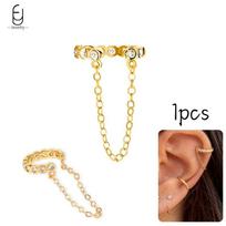 Minimalist Ear Cuff Plated Gold 925 Silver Fashion Crystal Clip Earrings For Women No Piercing Fake Earrings Fine Jewelry beige