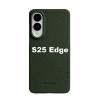 Genuine Leather Case for Samsung Galaxy S25 Edge Handmade Luxury Business Real Cowhide Leather Half-cover Phone Cover For Samsung S25 Edge&Genuine Leather black