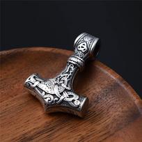 Skandinavijos vikingų Thor's Hammer Mjolnir Skandinavijos runos amuleto karoliai nerūdijančio plieno grandinėlė Vegvisir inkaro pakabukas vyriški papuošalai 60CM brown