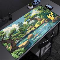 Pokemonas Ešas ir Pikaču Bėgantys Stalo Kilimėlis Neslystantis Didelis Žaidimų Pelės Kilimėlis Vandeniui Atsparus Anime Klaviatūros Kilimėlis Namų Biuro Dekorui 30x80x0.2cm