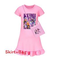 Kpop Demon Hunters Girl Short Sleeve Sleep Dress With Ruffle Hem For Child Sleepwear 110  CM rožinė