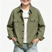 Big Kids Long Sleeve Shirt with Pocket - School Uniform Casual Top for Boys and Girls 140 gray
