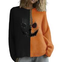 Apvalaus kaklo Helovino Velnias Moliūgas Megztinis - WQ0905 Extra Large black