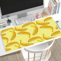 Cute Banana Print Extended Desk Mat Non Slip Rubber Base Stitched Edge Gaming Keyboard Table Mat For Laptop Office Daily Use 800x300x2mm yellow