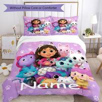 3Pcs Custom Name Gabbys Dollhouse Bedding Set Duvet Cover Closure Includes 1Duvet Cover 2Pillowcases Soft And Comfortable For All Seasons 180cmx210cm