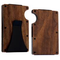 Solid Wood RFID-Blocking Carbon Fiber Credit Card Holder with Large Capacity Rosewood black