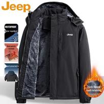 JEEP Men's Autumn/Winter Outdoor Fleece-Lined Jacket 3XL juoda