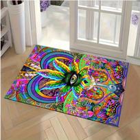 Vibrant Gothic Psychedelic Eye Area Pad-colorful Abstract Design with Skull, Heart and Floral Pattern Carpet Decoration 40X60CM white