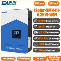 Easun Power 4.2kw 24v 6200w 48v MPPT hibridinis nepriklausomas nuo tinklo dvigubos išvesties grynos sinusinės bangos 120a 230v 50/60hz saulės keitiklis įkroviklis