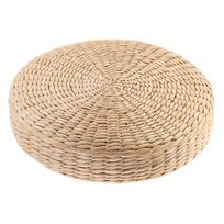 Sėdynės pagalvėlė ant grindų, apvalus pufas, tatamio pagalvėlė, rankų darbo šiaudų kilimėlis, jogos ir meditacijos kilimėlis 40x40cm beige