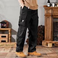 Men's Plus Size Lightweight Multi-Pocket Casual Straight-Leg Pants for Outdoor Work M black