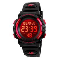 SKMEI Children LED Electronics Digital Watch Chronograph Clock Sport Watches 5Bar Waterproof Kids Wristwatches For Boys Girls red