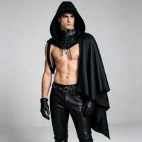 Helovino Gothic vyriškas Cosplay kostiumas Mirties Vampyro vieno peties apsiaustas Keli stiliai Sceninė apranga 2XL black