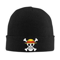 Zoros Tony Choppers Luffys Ones Pieces Sanjis Knitted Hat for Women Men Skullies Beanies Autumn Hat Acrylic  Warm Melon Cap One Size black
