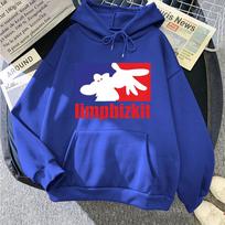 Rock-logo Men Hoodie Classic Hooded Pullover, Limpbizkit Band Logo Front Print, Cozy Fleece Sweatshirt for Sport Outdoor Casual Outfits M blue