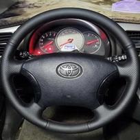 DIY Leather Full Coverage Steering Wheel Cover for Toyota Tacoma 4Runner Camry Sienna Sequoia Highlander Land Cruiser 1995-2007 style3 black thread gray