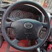 DIY Leather Full Coverage Steering Wheel Cover for Toyota Tacoma 4Runner Camry Sienna Sequoia Highlander Land Cruiser 1995-2007 style5 red thread gray