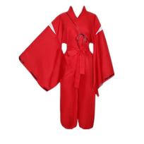 Anime Inuyasha Cosplay Kostiumas Raudonas Japonų Kimono Vyriškas Chalatas Kostiumo Drabužiai Su Perukais Ausimis Ir Karoliais Helovino Šventei S red