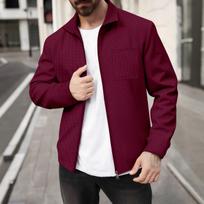 Mens Long Sleeve Waffle Lapel Pocket Solid Color Casual Jacket Coat XXXL black