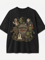Men'S And Women'S Monster Mash Tombstone Themed Halloween Unisex 100% T-Shirt, Soft, All Season Casual Streetwear Essential, All-M S black
