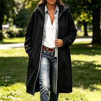 Women's Long Button Front Coat with Pockets, Casual Outerwear for Fall and Winter M white
