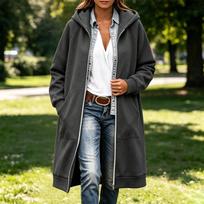 Women's Long Button Front Coat with Pockets, Casual Outerwear for Fall and Winter S white