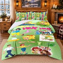 Bibi Blocksberg Pattern Bedding 3Pcs Set Bed Sheet And Pillowcases For Indoor Bedroom 135cmx200cm white
