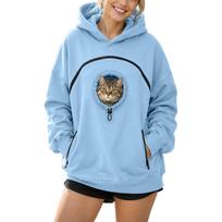 Women Oversized Hoodie with Pet Pocket, Thick Fleece Long Sleeve Hooded Sweatshirt, Warm Pullover for Autumn Winter XL white